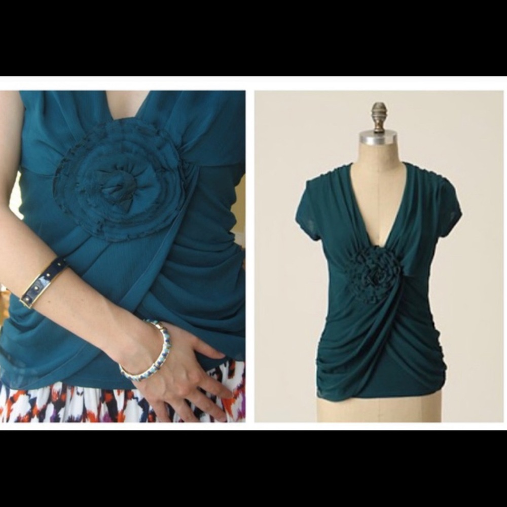 *rare * Anthropologie Deletta  Bloom Rosette Top
